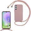 FERLAN Custodia per Samsung Galaxy A25 5G Cover con Cordino,Rosa Oro | Custodia con Laccio Collana Tracolla Regolabile Sottile Silicone Morbido TPU Bumper Antiurto AntiGraffio Protettiva Case