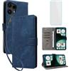 IUQXU Cover per Nothing Phone 3A Lite 5G Libro con Pellicola Vetro Temperato [Blocco RFID] Antiurto Supporto Custodia in Pelle Portafoglio per Nothing Phone3A Lite Phone3ALite Blu