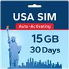 TSIM Scheda SIM USA 30 giorni 15GB | Rete 5G multi-operatore ad alta copertura | Attivazione automatica | Piano ricaricabile | Hotspot consentito | Solo dati