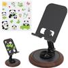 KQDRAVINE Supporto per cellulare girevole a 360°: supporto da tavolo flessibile, regolabile in altezza e pieghevole, con elegante base in legno marrone per tutti gli smartphone e tablet