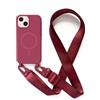 JIYUDZ JIYU Cover Magnetica per iPhone 13 Mini 5.4 con Cordino,Custodia Silicone Compatibile con MagSafe,Cover Silicone Antiurto con Corda Collana Tracolla Laccio Protettiva Case,Rosso