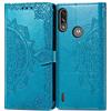 BAIDIYU Cover per Motorola Moto E7i Power Custodia, Slot Cart，Custodia a Portafoglio in Pelle PU di Lusso Custodia Flip Folio, Cover per Motorola Moto E7i Power.(Blu)