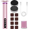 QiquBox 2 in 1 Limapiedi Elettrico Ricaricabile, 9 Velocità Regolabile con Display LCD, Rimuovi Calli e Pelle Morta, Set Pedicure Manicure Professionale con 20 Carte abrasive e Batteria 2000mAh (Rosa)