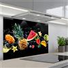 KitchenYeah© Paraschizzi Cucina Adesivo 55x80 cm Pannello Parete Paraspruzzi Muro Decorativo Splash - Frutta - Nero