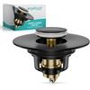 Engelbach® Tappo Lavandino Pop Up Universale 40mm - stabile, antiruggine e durevole - tappo scarico per lavabi e bidet con filtro raccogli capelli - nero