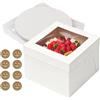 LUYIEDHA Set di 5 Scatola per Torta, 30,5x30,5x20,3cm, Bianche Scatole per Dolci in Cartone, Scatole per Torte con Finestra Vassoi, Porta torta cartone per Dessert, pasticcini (A)