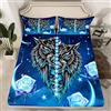 Homemissing Lenzuolo con angoli 3D Lupo Galassia Blu Rosa Lupo con angoli per Bambini Ragazze Safari Animale Selvatica Stile Blu Rosa Set Lenzuola Traspirante Stella Luna Singolo