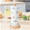 Shimilili Portarotolo in Legno di Faggio con Base Antiscivolo per Cucina Tavolo Bagno Supporto Verticale Salvaspazio Design Naturale
