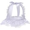 C.X.Y. Vinimi Cestino Piccolo 13 * 18cm Decorativo per Matrimonio, Bianco con Pizzo e Fiocchi in Raso, Porta petali, fiori, centrotavolo (MODELLO 1)