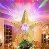 Quntis 31CM Stella Albero Natale con Luci Proiettore 3D, Puntale per Albero di Natale Effetti di Proiezione Colorati Decorazione, Oro