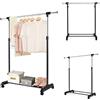 HOMASIS Stand Appendiabiti Regolabile, Attaccapanni da Terra con Ruote Universali, Rella Appendiabiti in Acciaio per Camera da Letto, Soggiorno, Nero (Modello1)