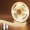 Clearhill Fita LED COB USB 5V con Interruttore, 5M, Bianco Caldo 3000K, 320 LED/m, 8mm, IP20, Cavo USB 1M, Decorazioni Casa DIY