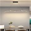 IWANTDO Lampada a sospensione LED Sala da Pranzo Moderna a Forma Ondulata Luci Dimmerabile 3000K-6000K Telecomando Lampadario Regolabile in Altezza per Ufficio Bar (Schwarz,120cm)
