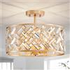 Shrine LIGHTING Plafonnier en cristal, Style moderne, Plafonnier semi-encastré parfait pour salon, D39 x H28,5 cm, Douille E14 pour 3 ampoules (ampoules non incluses), Finition dorée