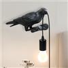 Elinkume Lampada da parete per interni, simpatica lampada da parete con uccelli, lampada da parete con interruttore, creativa in resina, lampada da parete decorativa per la casa, corvo, idea regalo, attacco