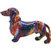 BZHIB Statua di cane bassotto colorata realizzata a mano, statuetta in resina per scrivania e scaffale, decorazione unica per casa e ufficio, regalo per gli amanti dei cani (B, taglia unica)