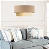 lux.pro Lampada a Sospensione - Altezza 70 cm - Lampada da Soffitto con Paralume a Doppio Cilindro Lampadario con Abat-jour in Tessuto - Beige/Giallo