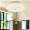 SWANEW Ventilatore da Soffitto con illuminazione Luce, 80W Plafoniera con Ventilatore LED Dimmerabile con Telecomando e App, Modalità Estate e Inverno 3000-6500K, 6 Velocità (φ55cm)