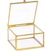 PuntoCasaStore Golden Box Scatola Quadrata Esagonale in Vetro e Metallo Color Oro bomboniera portaconfetti segnaposto Idea Regalo Matrimonio Anniversario promessa Comunione Nascita (Quadrata 10x10xH.6 CM)