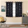GIRASOLE HOME® Coppia Tende Oscuranti Morbide Fantasia Stelle Argentate Tenda Morbida per Interni con Occhielli 2 Pannelli (Nero, 140x145cm)