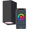 CALEX Applique da esterno LED Smart, 2×GU10, Up & Downlight, colori RGB & luce da fredda a calda, Dimmerabile, impermeabile, controllo app Wi-Fi & vocale, Nero