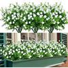 SOMYTING 8 Pezzi Fiori Finti Artificiali Arbusti Piante Fiori Artificiali Resistenti ai Raggi UV Arbusti Verdi Artificiali Decorazione per Giardino Finestra Decorazione per Matrimoni Feste (Bianco)