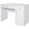 Easycomfort Scrivania Moderna per PC e Computer con 2 Cassetti e 1 Armadietto, Scrivania con Libreria Salvaspazio per Ufficio o Camera in Legno, Bianco