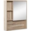 Easycomfort Armadietto Bagno a Specchio con Ripiani Regolabile, Pensile Bagno con Porta Salvaspazio, Montaggio a Parete, 60x15x76 cm, Rovere