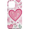 Floral Aesthetic Flower Botanical Patter Custodia per iPhone 13 Pro Max Carino Rosa Cuori Fiori San Valentino Modello Floreale