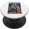 Spain Eclipse 2026 Chaser Astronomical E Gatti di eclissi solare totale con occhiali 2026 Agosto PopSockets PopGrip Adesivo