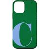 Retro Large Initials - Accessories by B. Custodia per iPhone 12 mini Personalized Initial Letter C Blue Minimalist Monogram Name