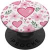 Floral Aesthetic Flower Botanical Patter Carino Rosa Cuori Modello San Valentino Fiori Floreale PopSockets PopGrip Adesivo