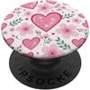 Floral Aesthetic Flower Botanical Patter Carino Rosa Cuori Fiori San Valentino Modello Floreale PopSockets PopGrip Adesivo
