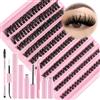 LOPHE Ciglia Finte Kit, 4 Pcs Set Ciglia Finte Extension con 180 Cluster 80D Lashes Manga, Lunghezza Mista, Naturali Ciuffetti Estensione Ciglia Individuali, Adatto a Principianti e Fai Da Te