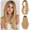 Sofeiyan Parrucca con Frangia,55 cm Biondo Miele Ombré Parrucca Lunga e Liscia da,Parruccas da Donna Dallo Stile Elegante in Fibra Sintetica Resistente al Calore,per gli Quotidiani