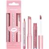 HOPHAT 3PCS Balsamo per labbra liquido opaco per rossetto e kit per matite per labbra, balsamo rosa colorato idratante, lucidalabbra al collagene per secche (# 01)