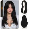 Sofeiyan Parrucca con Frangia,55 cm Nero Naturale Parrucca Lunga e Liscia da,Parruccas da Donna Dallo Stile Elegante in Fibra Sintetica Resistente al Calore,per gli Quotidiani