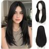 Sofeiyan Parrucca con Frangia,55 cm Marrone Scuro Parrucca Lunga e Liscia da,Parruccas da Donna Dallo Stile Elegante in Fibra Sintetica Resistente al Calore,per gli Quotidiani