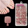 ZAHRVIA 120 Pezzi Unghie Finte Piedi Corte, ZAHRVIA Scuro Rose Bordeaux Dark Wine Red Monocolore Fake Feet Toe Nails Full Cover Foot Press on Nails, 12 Misure (Pink)