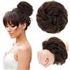 TESS Chignon Capelli Veri Ricci Posticci Donna con Elastico Hair Bun Finto Gonfio Extension Accessori Capelli 30g #2 Marrone Scuro