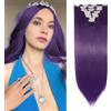 TESS Extension Capelli Clip 66 cm, Extension con Clip Liscio Viola Scuro 18 Clips 8 PCS Extension Clip Capelli 140g Capelli Finti