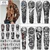 Yazhiji 46 fogli Full Arm Skull Tatuaggi Temporanei per uomo Mezzo Braccio Spalla Angelo Tattoo per Signore Falso Impermeabile Wolf Lion Stone Tattoo adesivi per Adulti o Bambini