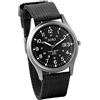 JewelryWe - Orologio da Polso in Tessuto Nylon da Uomo Militare Verde Cinturino Regolabile con Calendario Quadrante Rotondo Orologio Semplice