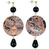 IN Lebole Collezione The Circle DOR08 Tigre Orecchini da Donna in Ottone Pietra Nera