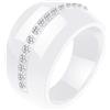 PAURO Classico Anello Largo Fidanzamento Promessa Fede Nuziale Donna Ceramica Micro Zirconi Bianchi Misura 12