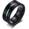 Daesar Anello in Acciaio Inox Anello per Uomo Anelli 8MM Striscia Blu Anelli Nero Uomo Taglia 22