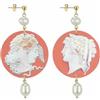 IN LeboleCollezione The Circle DOR85 Cammeo Rosa Orecchini da Donna in Ottone Pietra Perla