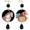 IN Lebole Collezione The Circle DOR59 Cavallo Orecchini da Donna in Ottone Pietra Nero