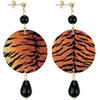 IN Lebole Collezione The Circle Piccolo Tigrato Orecchini da Donna in Ottone Pietra Nero