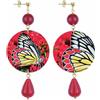 IN Lebole Collezione The Circle DOR63 Farfalla Orecchini da Donna in Ottone Pietra Rubino